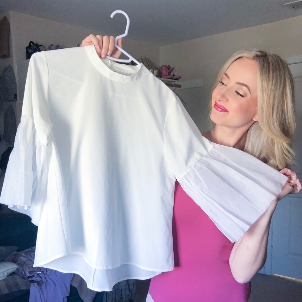 White Bell Sleeve Blouse - Picture 1 of 3